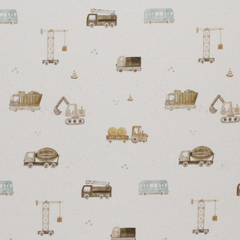 Jersey Côtelé « Véhicules de Chantier Beige »