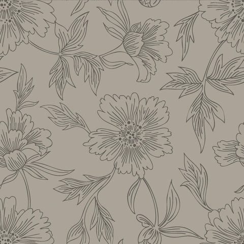 Musselin/Double Gauze “Big Flowers Taupe”