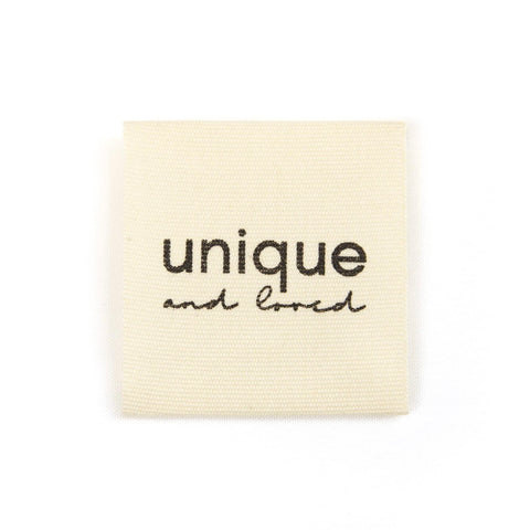 Baumwoll-Label Unique and Loved