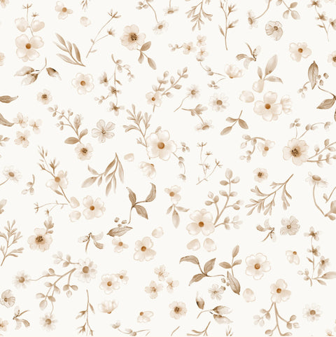 Family Fabrics / Poplin „Floral Malin Brown Offwhite“