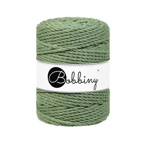 Vert Eucalyptus Doré / CORDONS MACRAMÉ 3PLIS 5MM 100M