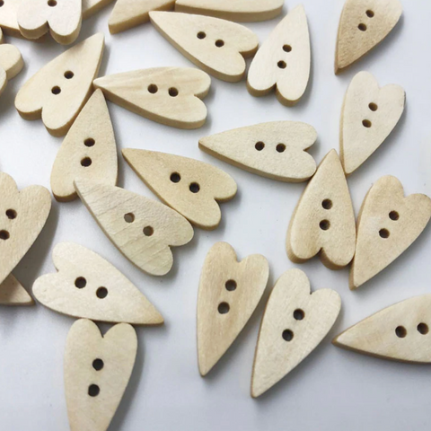 Bouton en Bois Coeur II (paquet de 5)