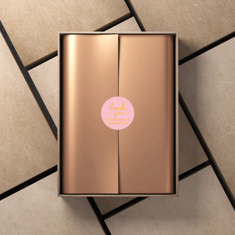 "Thank you" Small Sticker / Rosa-Gold (10 Sticker)