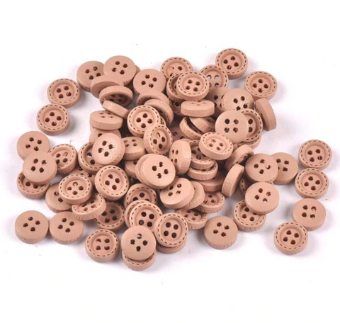 Bouton en bois de différentes couleurs 10mm (pack de 5)