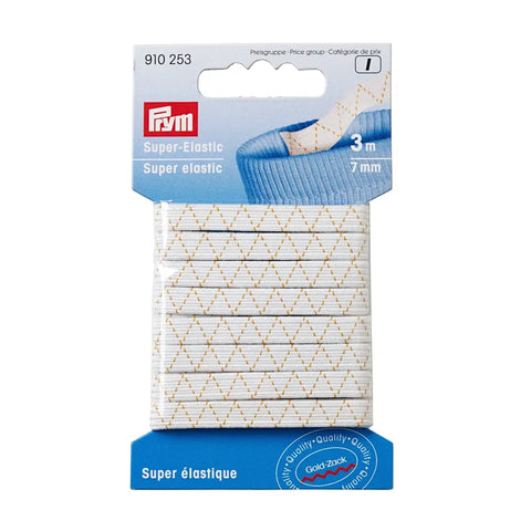 Prym Super-Élastique blanc 7mm, longueur 3m