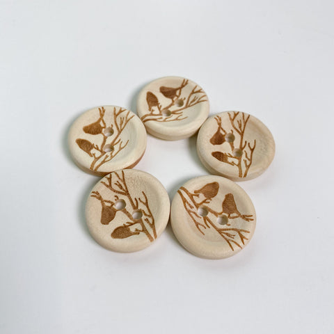 Wooden button "Birds" 20mm (pack of 5)