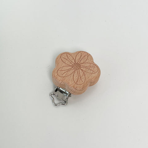 Attache-tétine "fleur" / bois