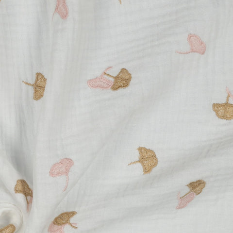 Muslin/Double Gauze “Embroidery Ginkgo Off White”