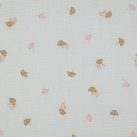 Muslin/Double Gauze “Embroidery Ginkgo Off White”