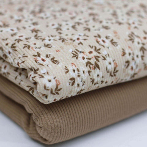 Rib Jersey „Flower Bomb Beige”