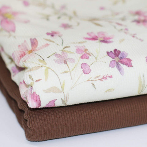 Rib Jersey „Pink lilac Flowers“