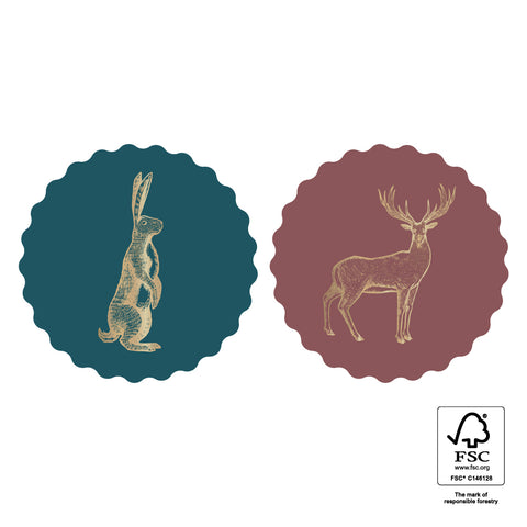 Duo - Hare/Deer Gold Stickers (2 Stück)