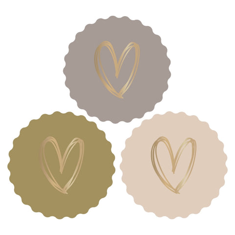 Multi - Heart Gold Colour Stickers (3 Stück)