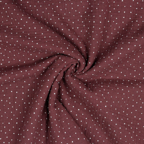 Musselin/Double Gauze Little Dots “Bordeaux”