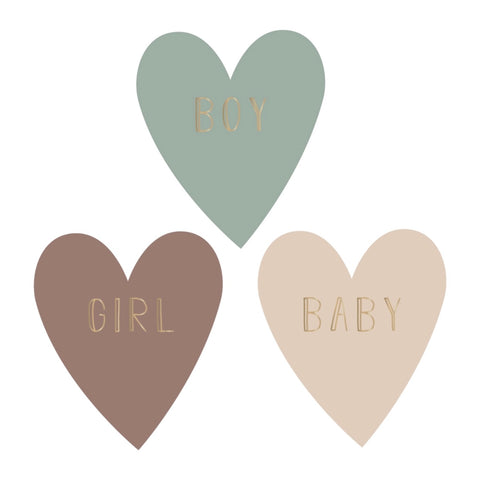 Multi - Baby Heart Text Gold Stickers (3 Stück)