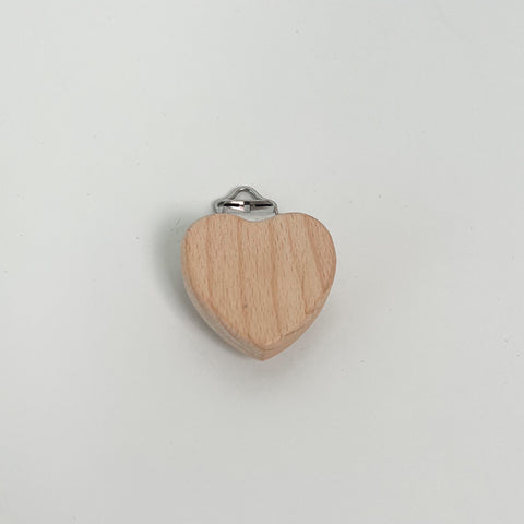 Schnullerketten Clip "Heart" / Holz
